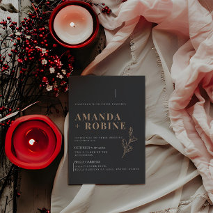 Royal Black Minimalist Wedding Invitation