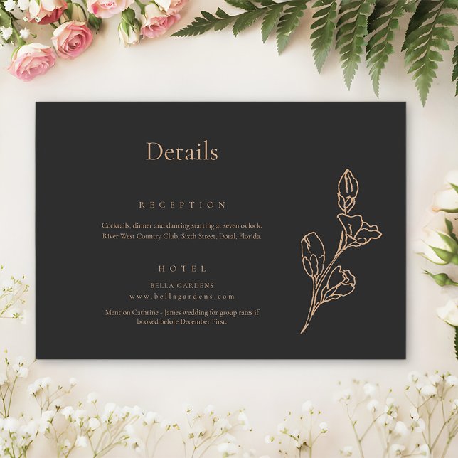 Royal Black Simple Minimaist Wedding Details Enclosure Card (Creator Uploaded)