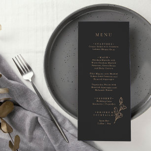 Royal Black Simple Minimalist Wedding Menu