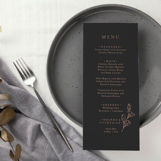 Royal Black Simple Minimalist Wedding Menu (Creator Uploaded)
