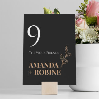Royal Black Wedding Table Number Pedestal Sign