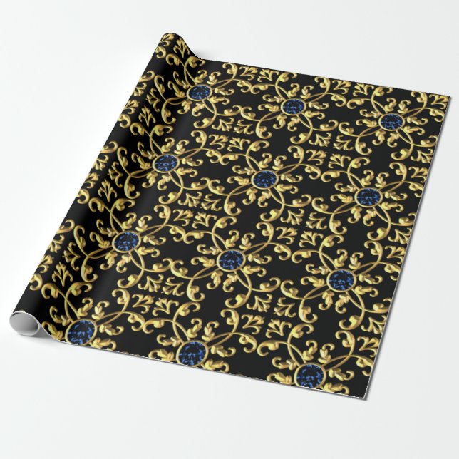 Royal Black Wrapping Paper (Unrolled)