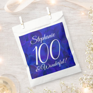 Royal Blue 100 and Wonderful Birthday Party Favour Bags