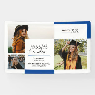 Royal Blue 3 Photo Graduation Banner