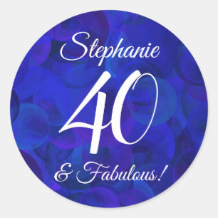 Royal Blue 40 and Fabulous Birthday Favour Classic Round Sticker