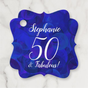 Royal Blue 50 and Fabulous Birthday Party Favour Tags