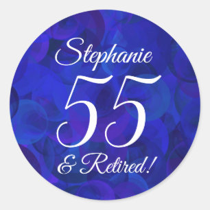 Royal Blue 55 and Retired Retirement Favor Classic Round Sticker