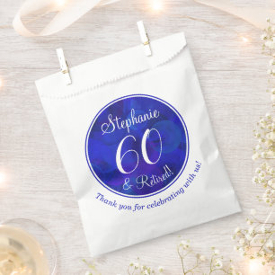 Royal Blue 60 and Retired Retirement Party Favour Bags