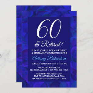 Royal Blue 60 and Retired Retirement Party Invitation