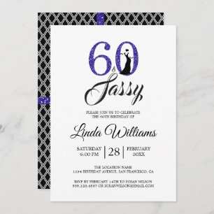 Royal Blue 60 and Sassy   60th Birthday Party Invitation