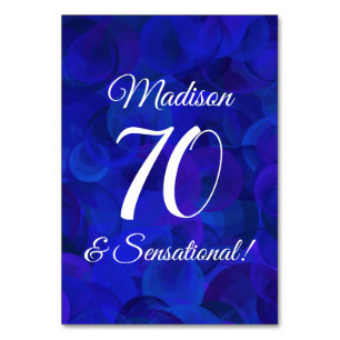 Royal Blue 70 & Sensational Birthday Party Table Number