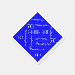 Royal Blue 70th Birthday Party Repeat Names, Paper Napkin