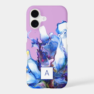 Royal Blue Abstract Fluid Art Monogrammed