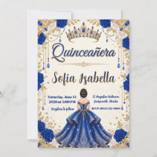 Royal Blue Acrylic Quinceanera Invitation