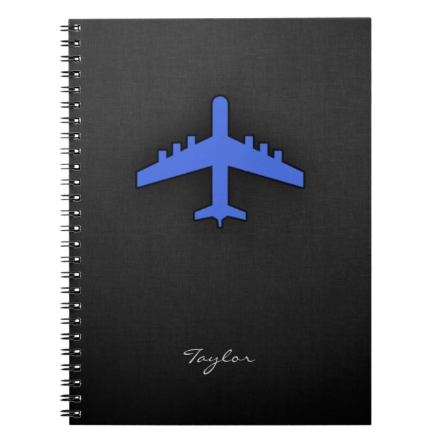 Royal Blue Aeroplane Spiral Notebook (Front)