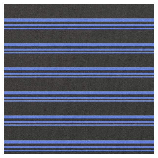 Royal Blue and Black Coloured Lines Fabric (Close Up)