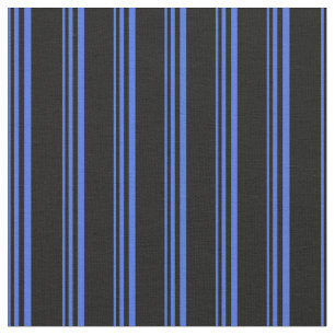 Royal Blue and Black Coloured Stripes Pattern Fabric