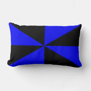 Royal Blue and Black Pinwheel Lumbar Cushion