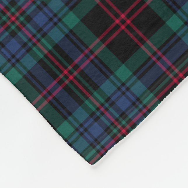 Royal Blue and Black Plaid Daly Tartan Fleece Blanket (Corner)