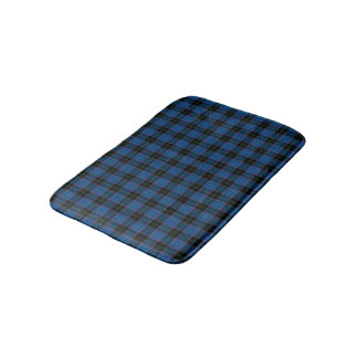 Royal Blue and Black Scottish Plaid Pattern Bath Mat