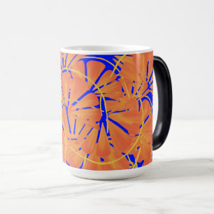 Royal Blue And Citrus Orange Tropical Art Design Magic Mug