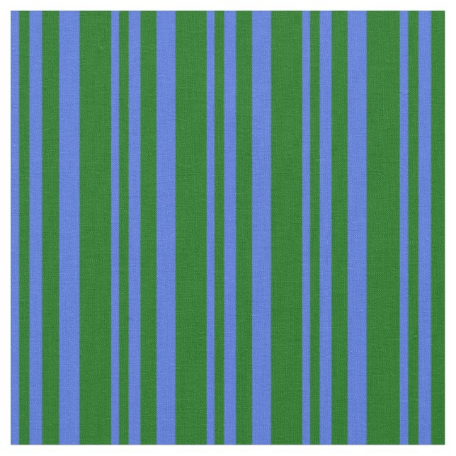 Royal Blue and Dark Green Coloured Striped Pattern Fabric (Close Up)
