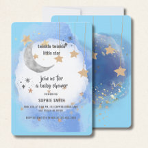 Royal Blue And Gold Abstract Moon Stars