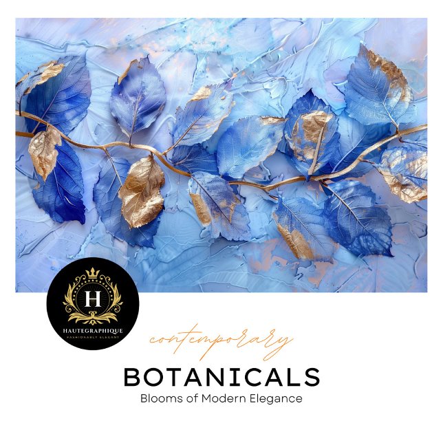 Royal Blue and Gold Botanical Tissue Paper (Creator Uploaded)