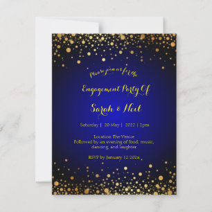 Royal Blue and Gold engagement party popular Invitation