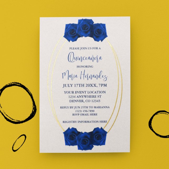 Royal Blue and Gold Geometric Quinceañera (Creator Uploaded)