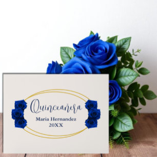 Royal Blue and Gold Geometric Quinceañera Acrylic Sign