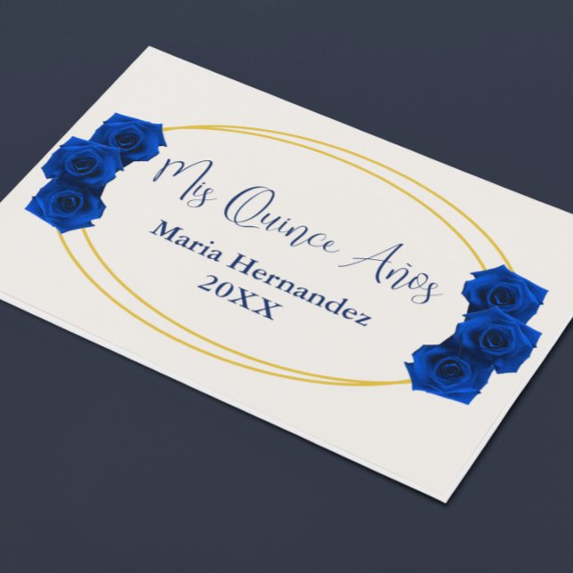 Royal Blue and Gold Geometric Quinceañera Guest Book (Creator Uploaded)
