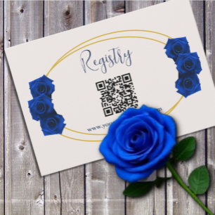 Royal Blue and Gold Geometric Quinceanera Registry Enclosure Card