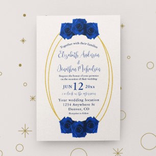Royal Blue and Gold Geometric Wedding Invitation