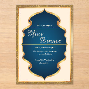 Royal Blue and Gold Iftar Dinner Invitation