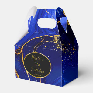Royal Blue and Gold Marble Agate Birthday Party Favour Box
