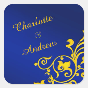Royal Blue and Gold Personalised Square Sticker