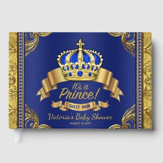 Royal Blue and Gold Prince Baby Shower Guest Books