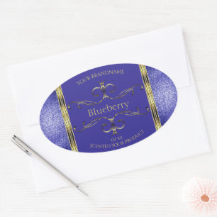 Royal Blue and Gold Product Labels Glitter Borders