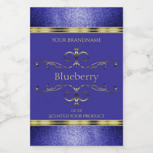 Royal Blue and Gold Product Labels Glitter Borders