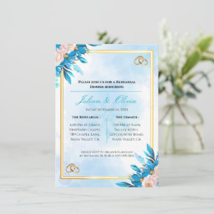 Royal Blue and Gold Rehearsal Dinner Invitation