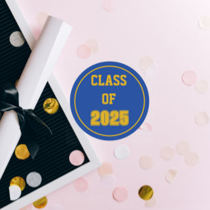 Royal Blue and Gold School Class Year Classic Round Sticker