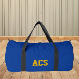 Royal Blue and Gold School Colours and Letters Duffle Bag