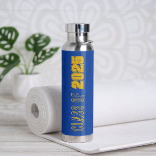 Royal Blue and Gold School Colours Class Year Water Bottle
