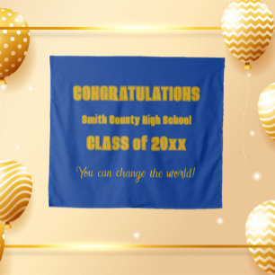 Royal Blue and Gold School Colours Graduation Tapestry