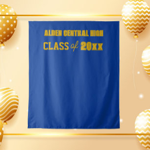 Royal Blue and Gold School Colours Photo Backdrop Tapestry