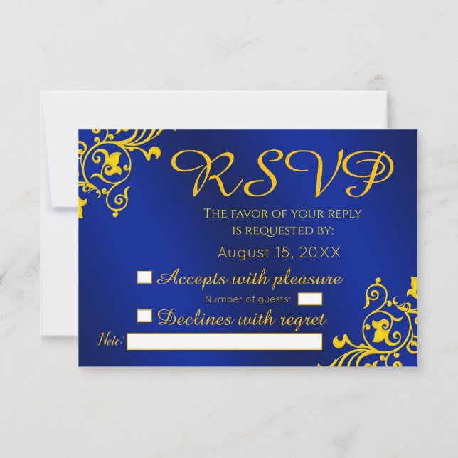 Royal Blue and Gold Wedding RSVP (Front)