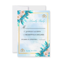 Royal Blue and Gold Wedding RSVP Card