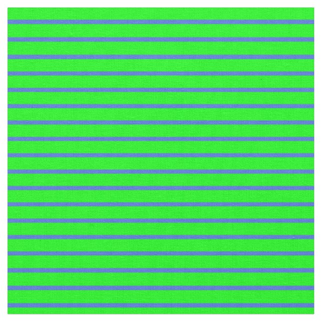 Royal Blue and Lime Coloured Stripes Pattern Fabric (Close Up)