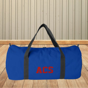 Royal Blue and Red School Colours and Letters Duffle Bag